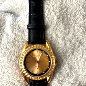 ⚜️MANHATTAN CROTON BLACK LEATHER WATCH